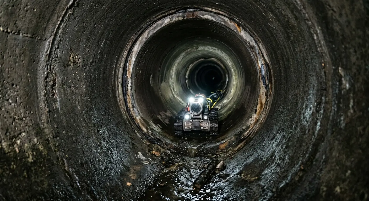 Robotic sewer camera inspecting pipe interior for Sewer Line Cleaning in Powder Springs
